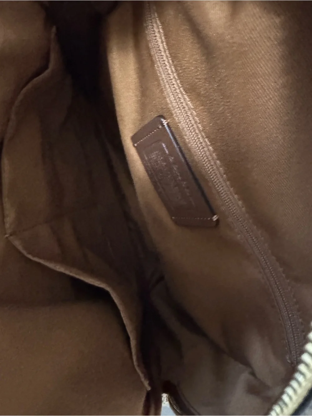 Coach Brown Signature Canvas Backpack with White Leather Pocket